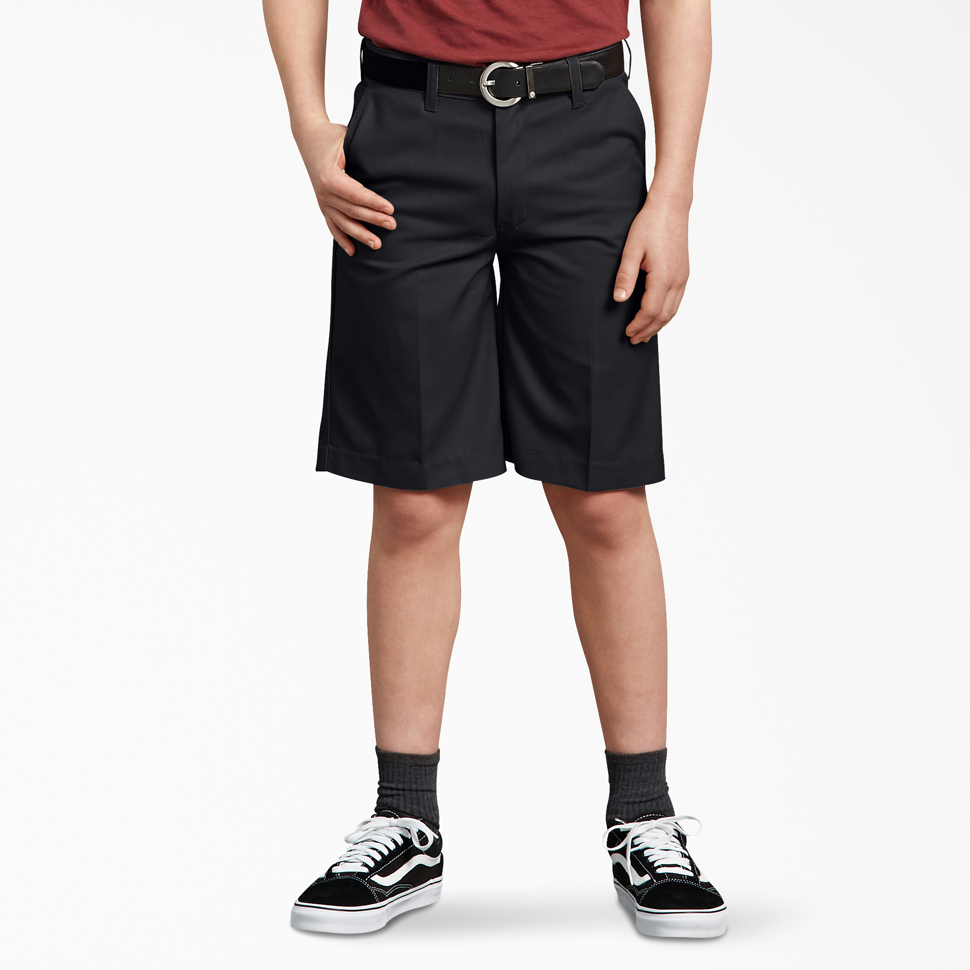 Boys' FlexWaist® Flat Front Shorts, 4-20 - Black (BK)