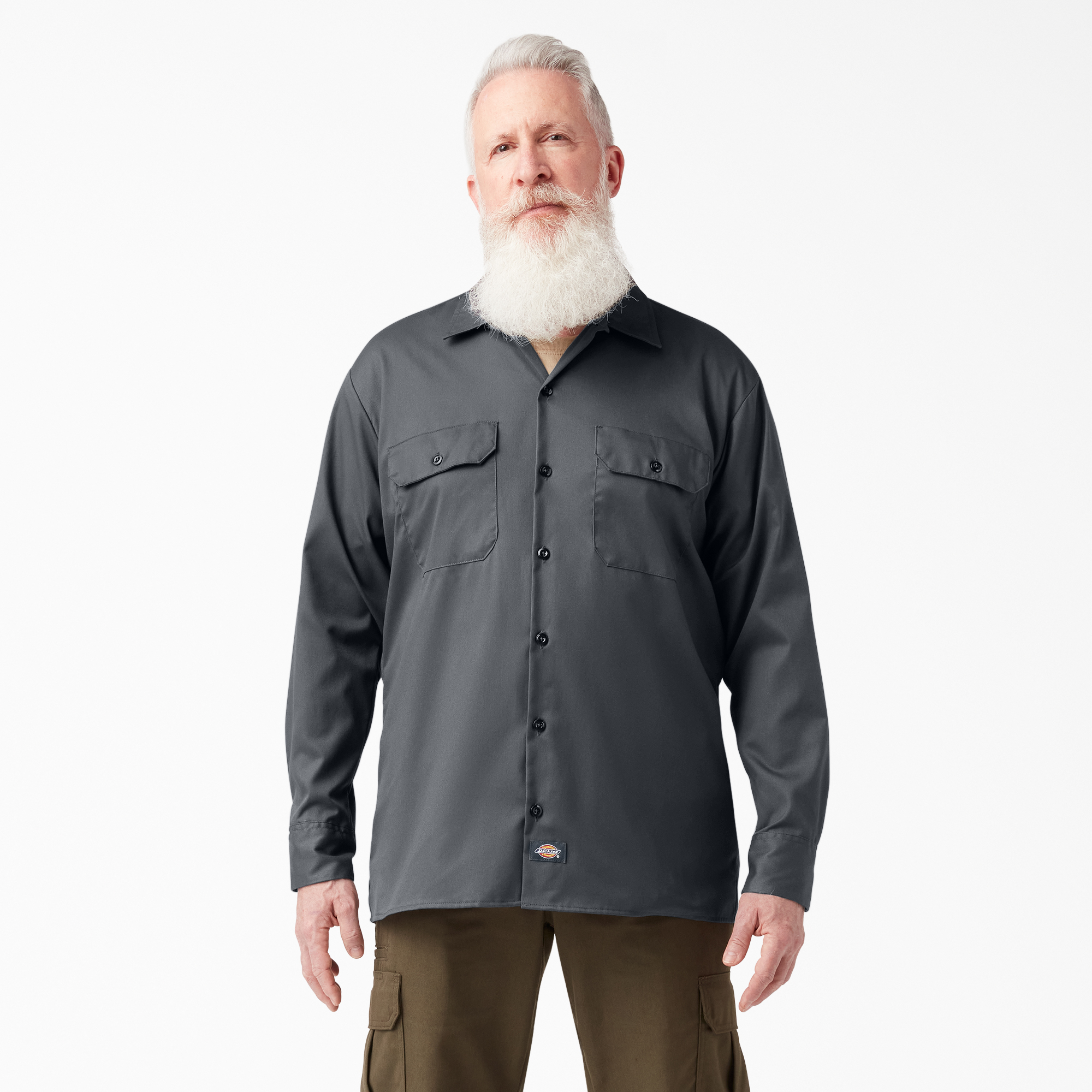 FLEX Relaxed Fit Long Sleeve Twill Work Shirt - Charcoal Gray (CH)