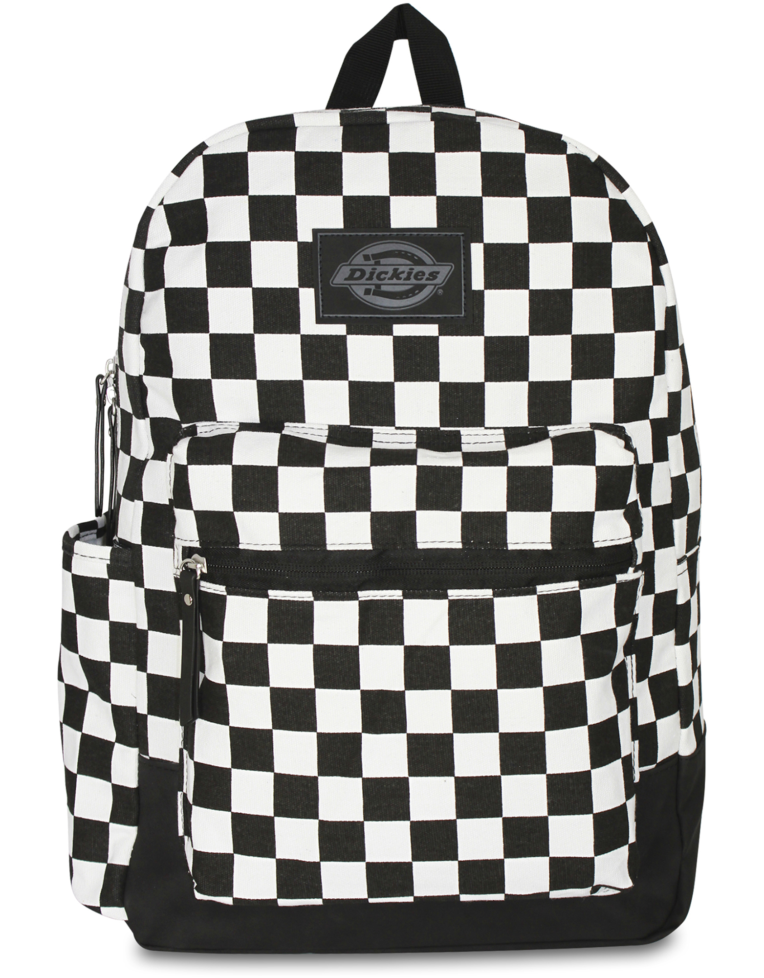 black and grey checkered backpack