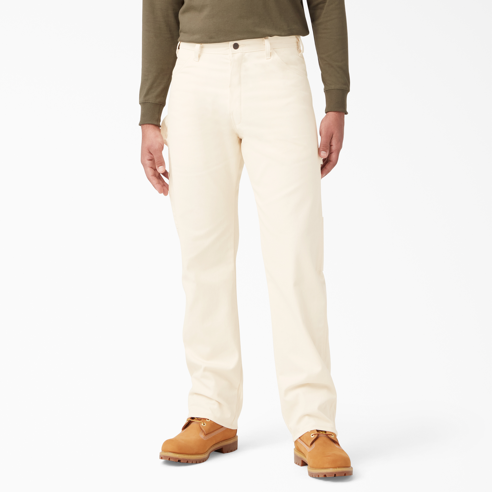 Relaxed Fit Straight Leg Cotton Painter's Pants - Natural Beige (NT)