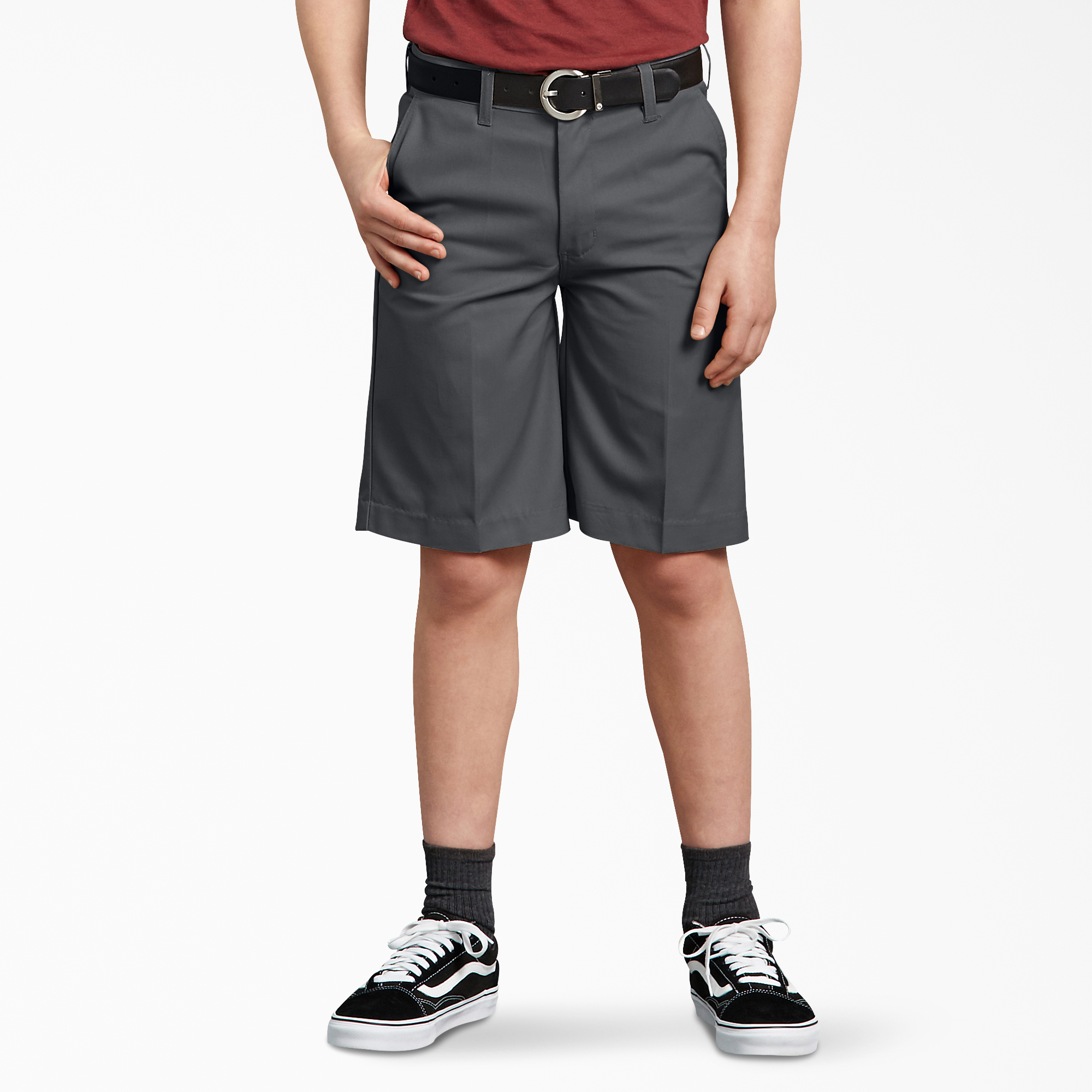 Boys' FlexWaist® Flat Front Shorts, 4-20 - Charcoal Gray (CH)