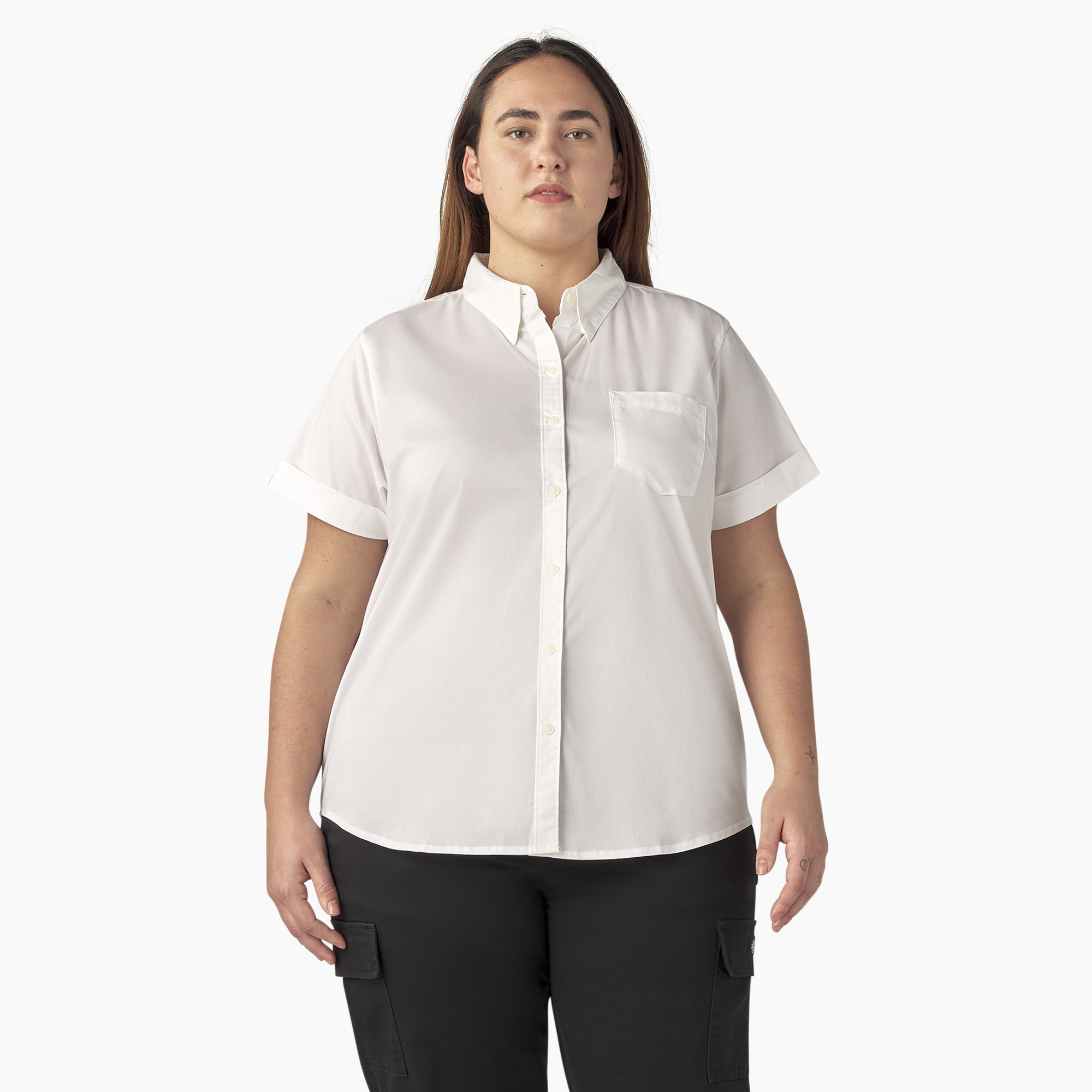 Women’s Plus Stretch Button-Up Shirt - White (WH)