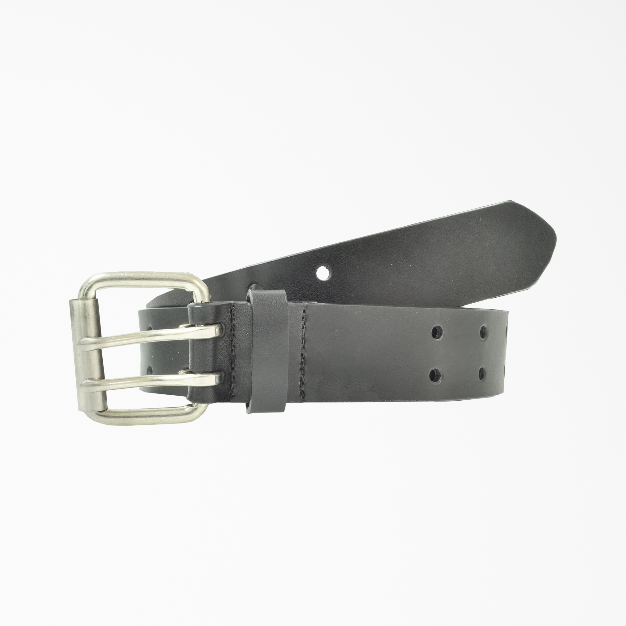 Big & Tall Leather Double Prong Belt - Black (BK)