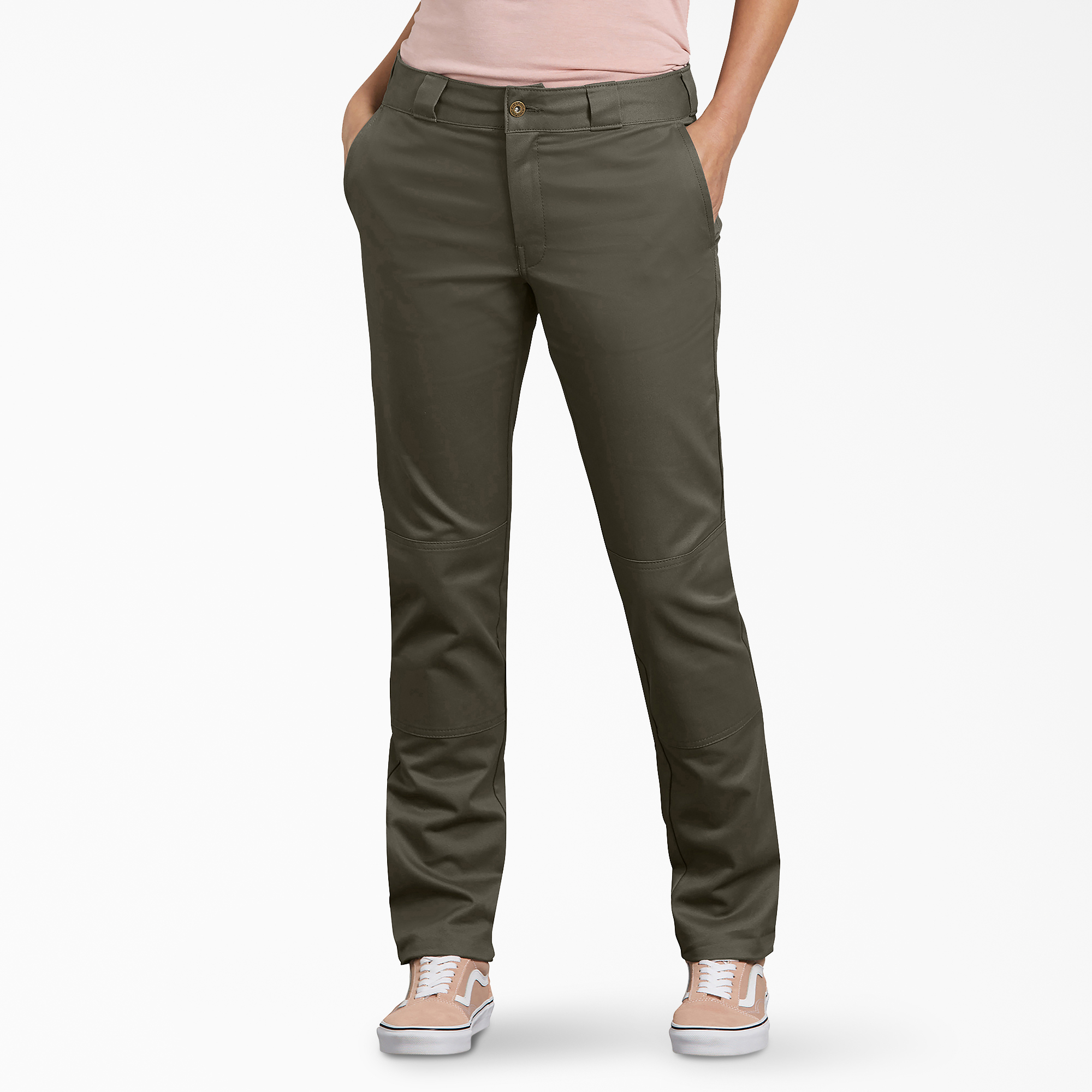 Women's Slim Fit Double Knee Pants - Grape Leaf (GE)