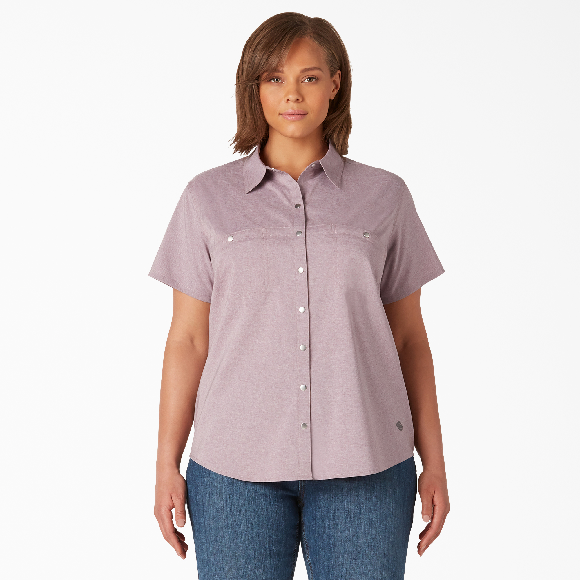 Women's Plus Cooling Short Sleeve Work Shirt - Lilac Heather (ICH)
