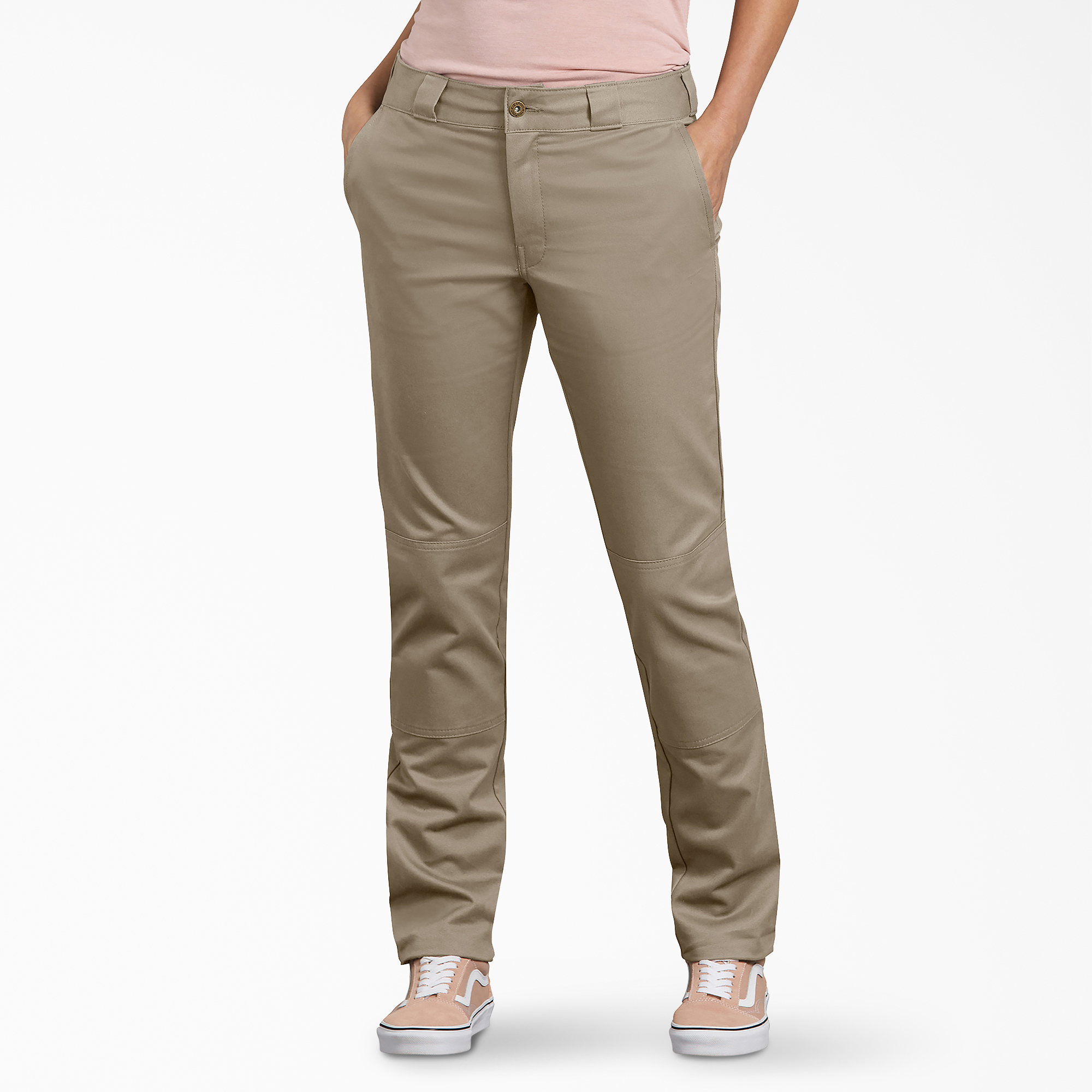 Women's Slim Fit Double Knee Pants - Desert Khaki (DS)