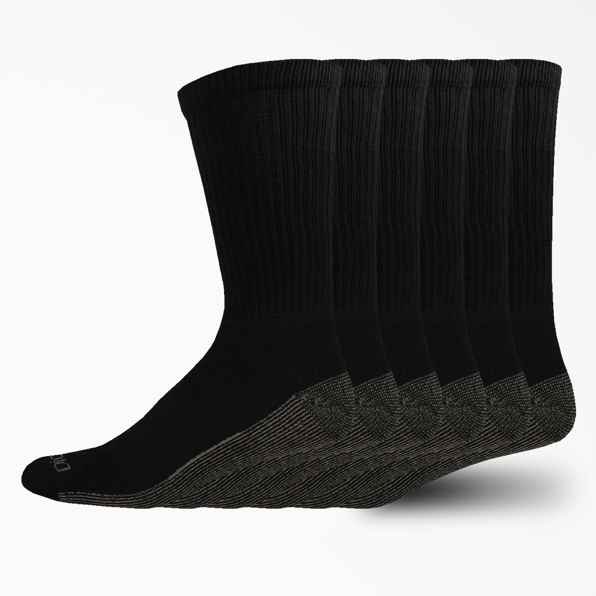 Moisture Control Crew Socks, Size 12-15, 6-Pack - Black (BK)