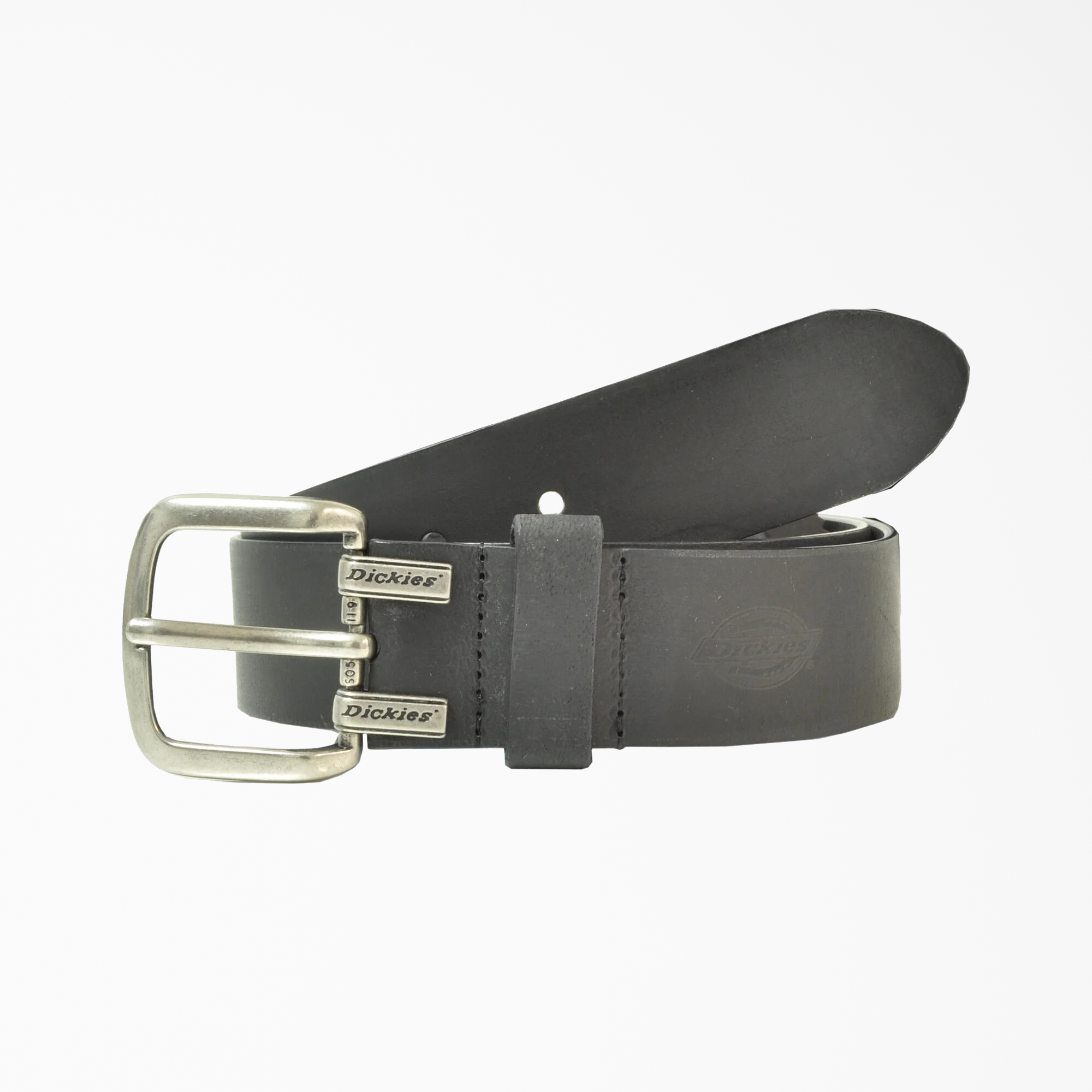 Big & Tall Leather Cut Edge Logo Belt - Black (BK)