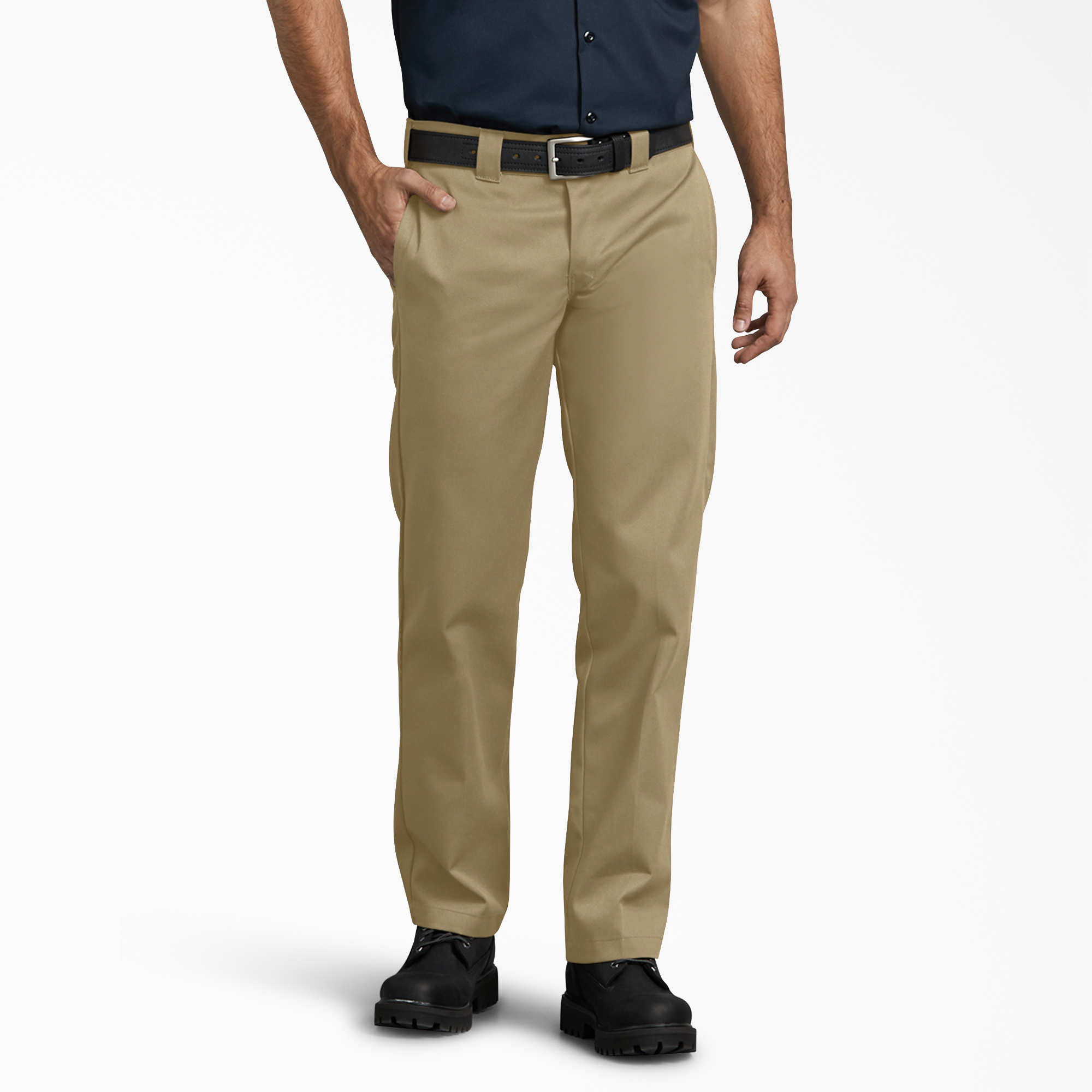 Slim Fit Straight Leg Work Pants - Military Khaki (KH)