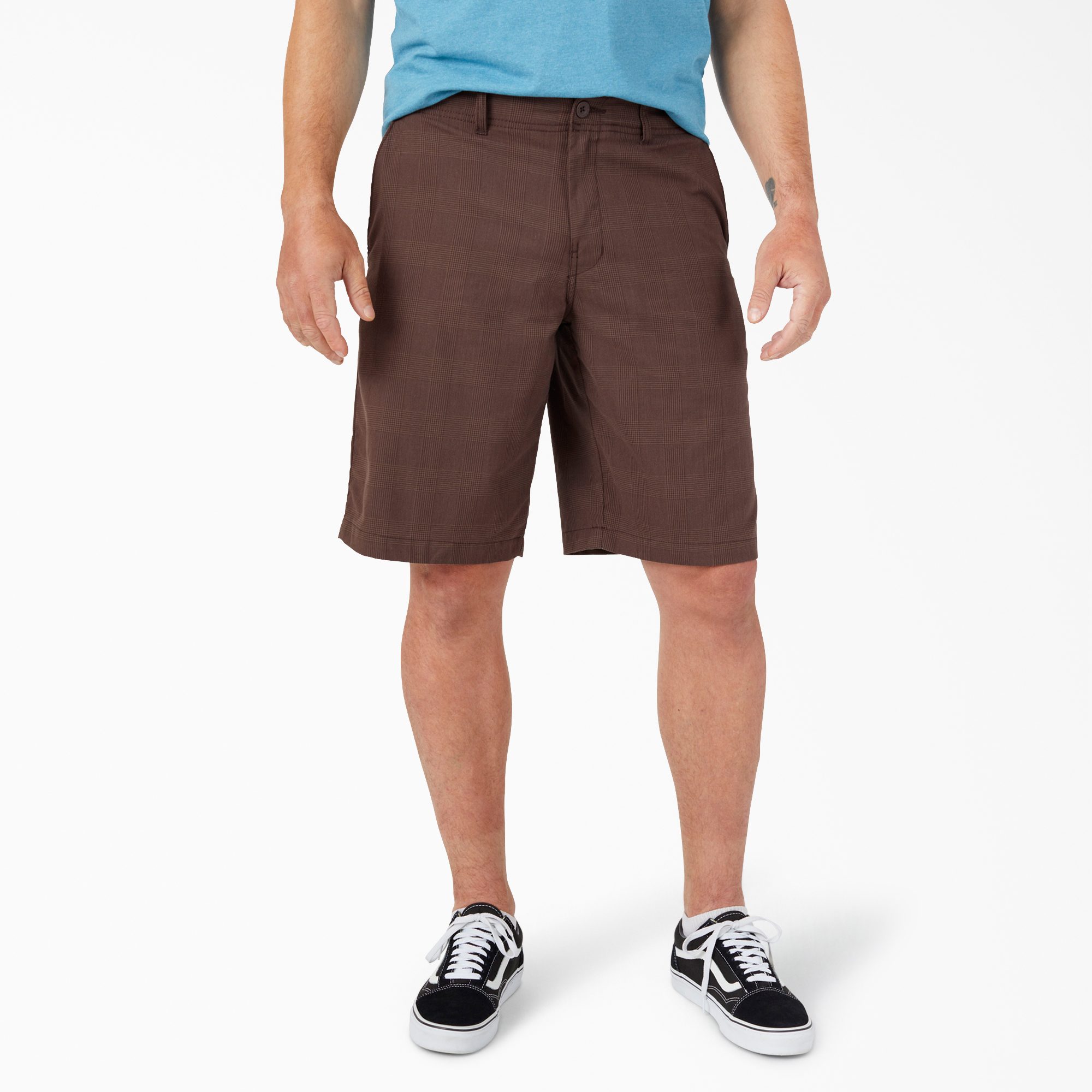 Dickies X-Series 11" Active Waist Washed Yarn Dyed Shorts - Chocolate Brown Plaid (PCB)