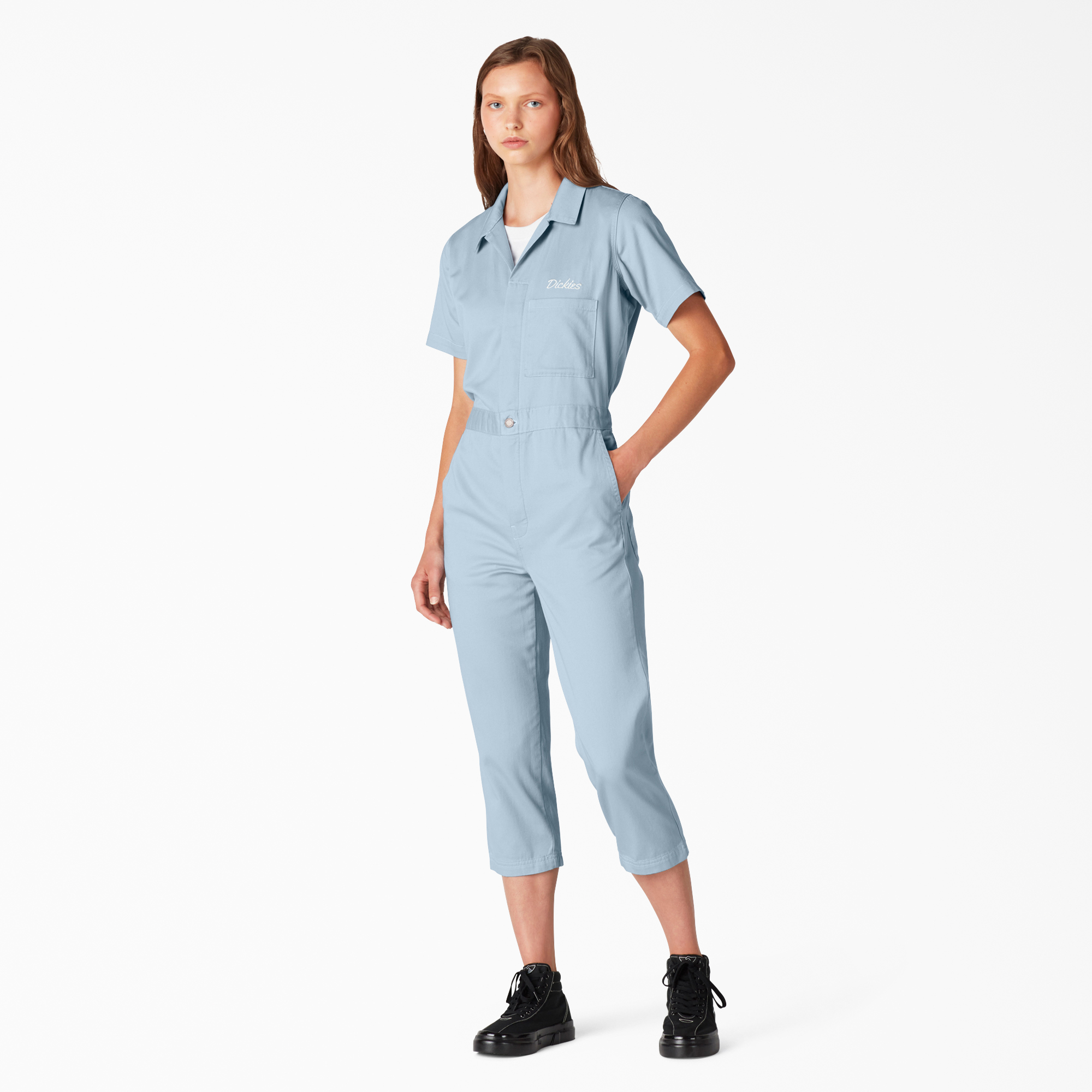Women's Reworked Cropped Coveralls - Stonewashed Fog Blue (SGF)