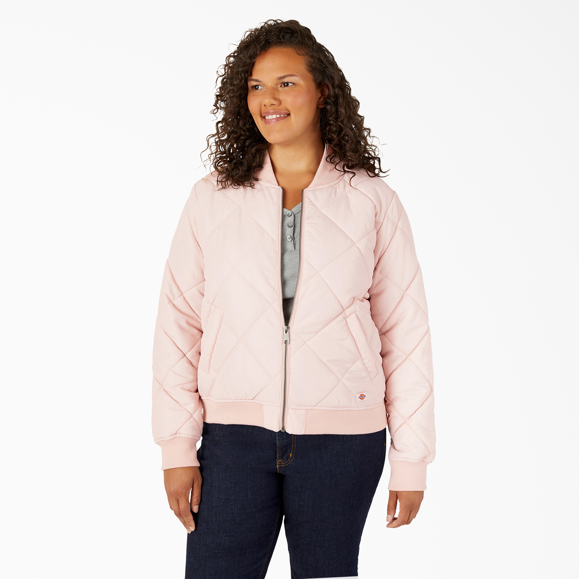 Women's Plus Quilted Bomber Jacket - Lotus Pink (LO2)