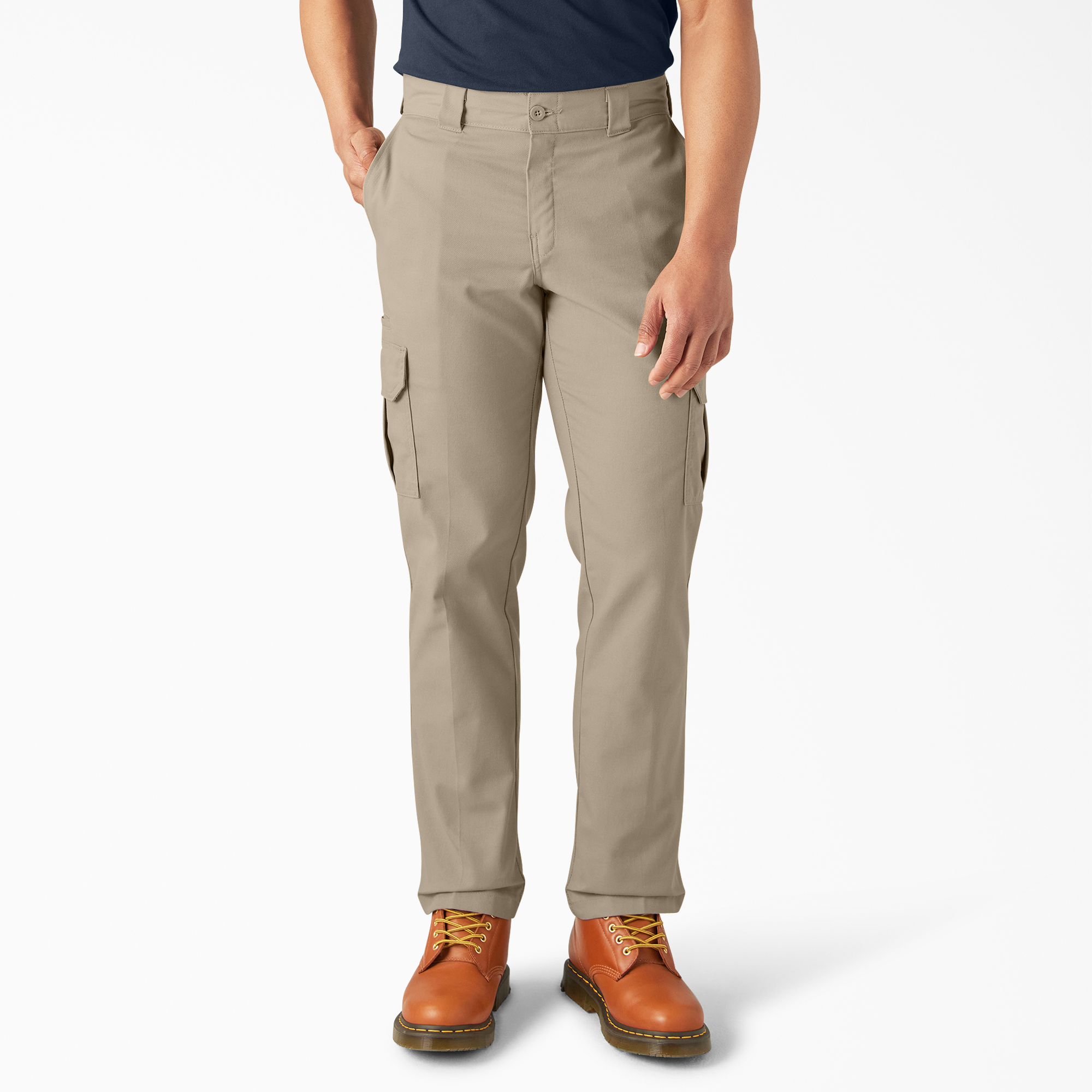 FLEX Regular Fit Straight Leg Cargo Pants - Desert Khaki (DS)