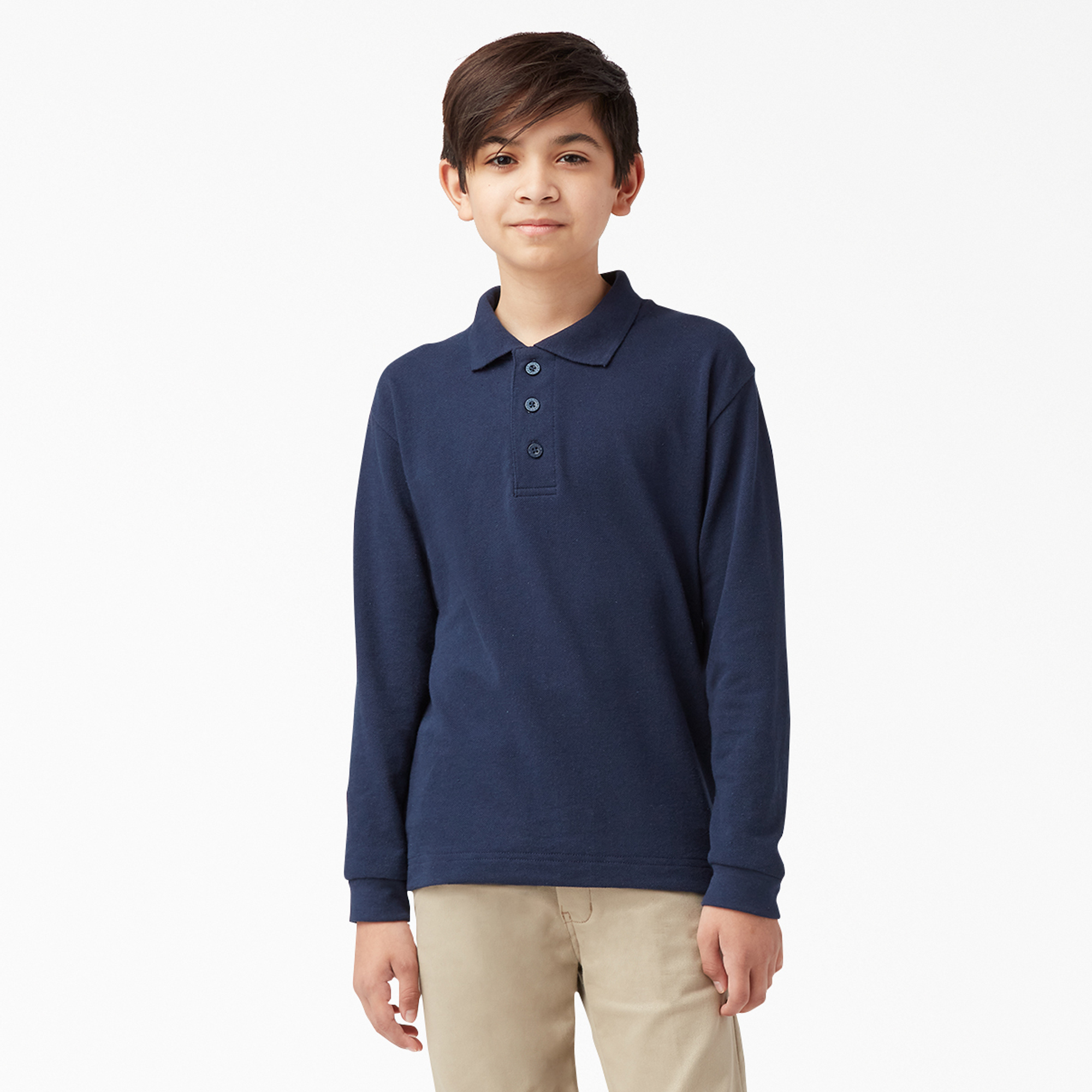 Kids' Long Sleeve Piqué Polo Shirt - Night Navy (IN2)