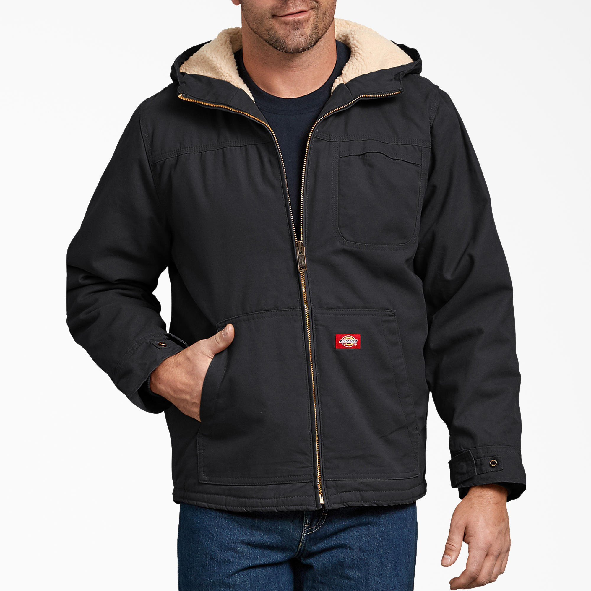 long sherpa hooded jacket