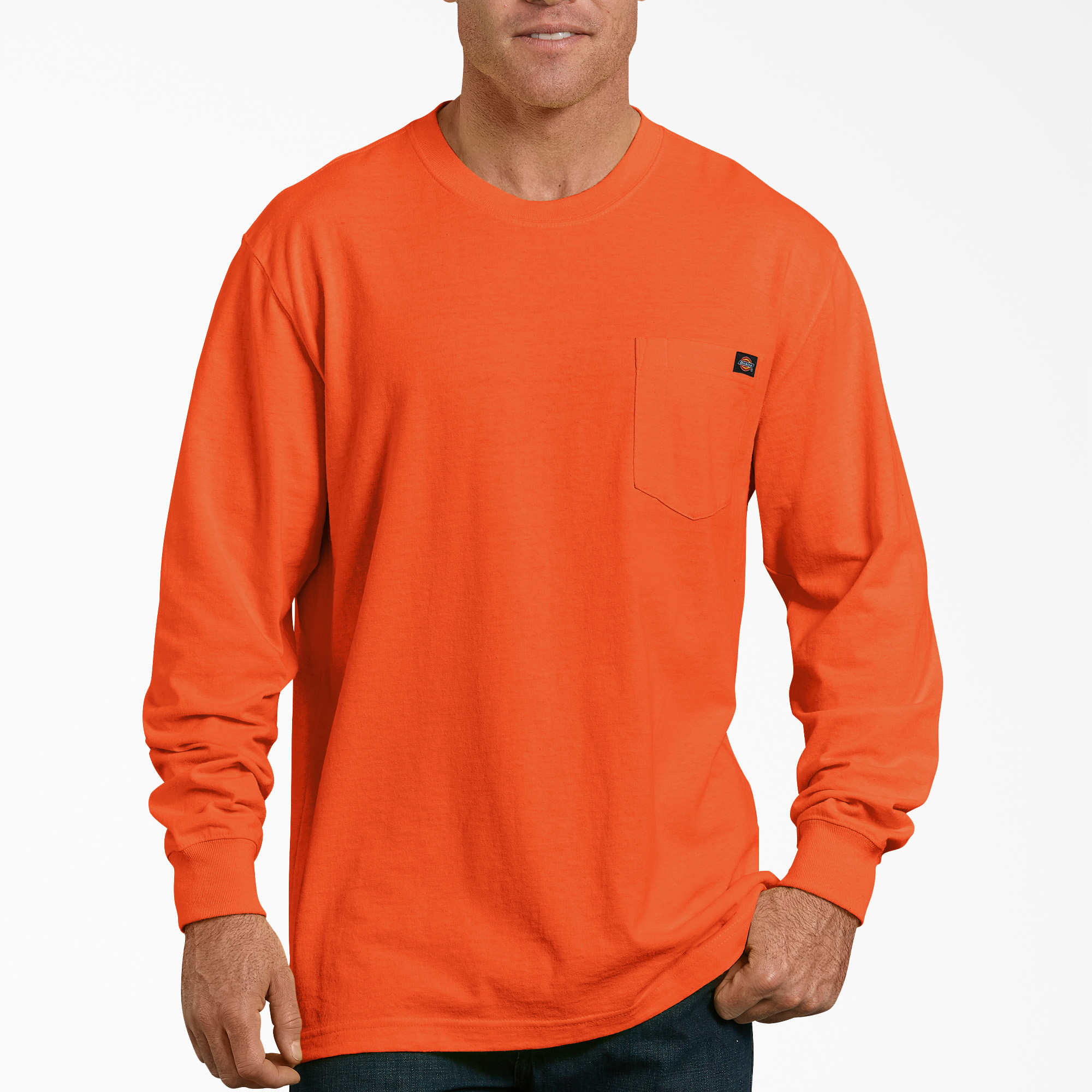 Long Sleeve Heavyweight Neon Crew Neck T-Shirt - Bright Orange (BOD)