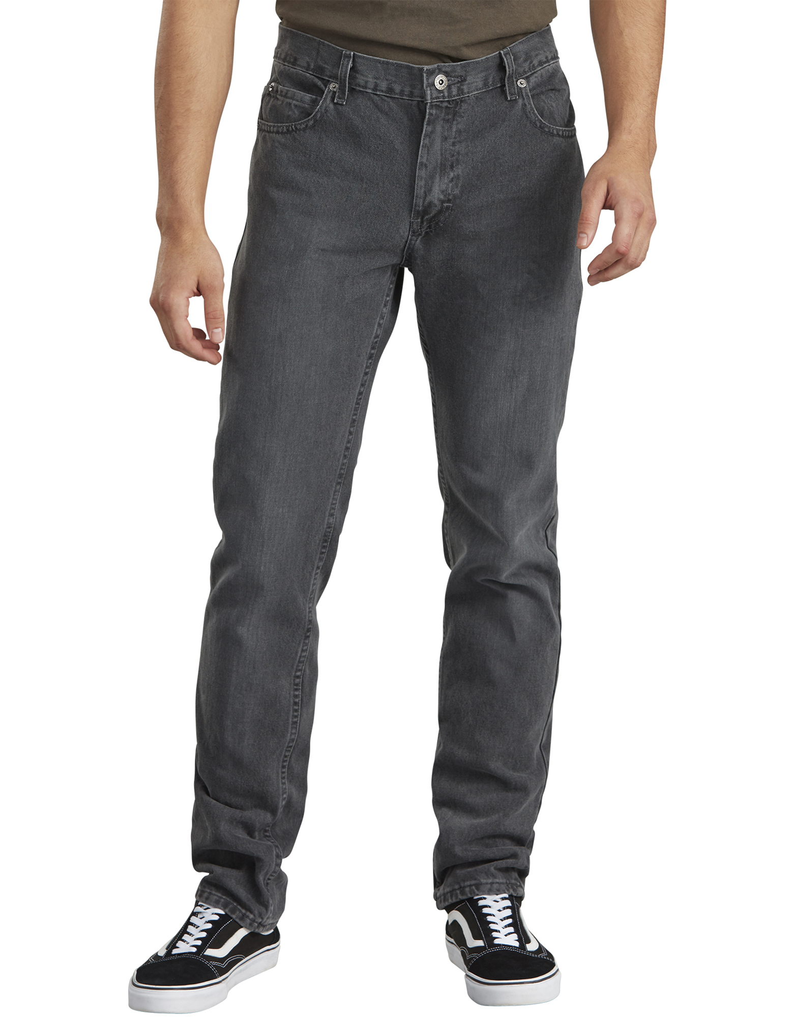 slim straight grey jeans