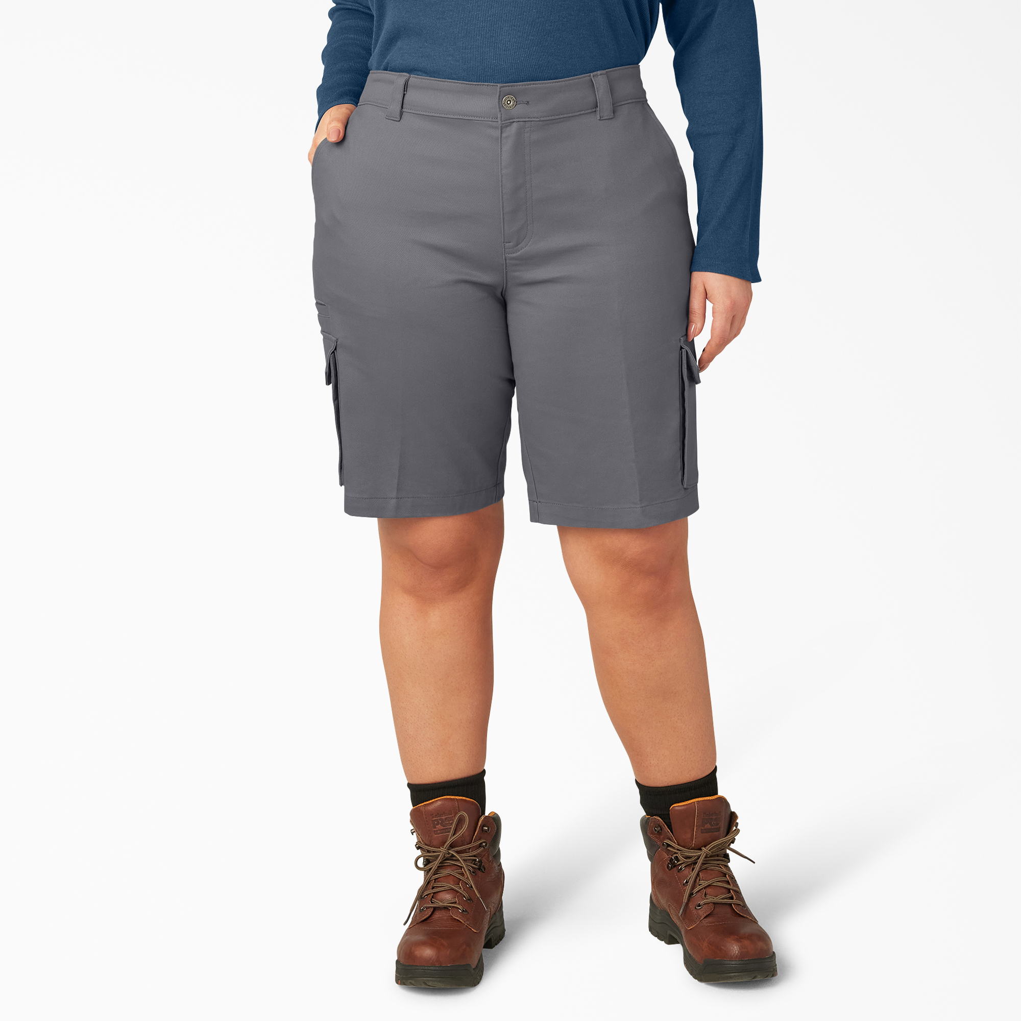 Women's Plus 11" Stretch Cargo Relaxed Fit Shorts - Graphite Gray (GA)