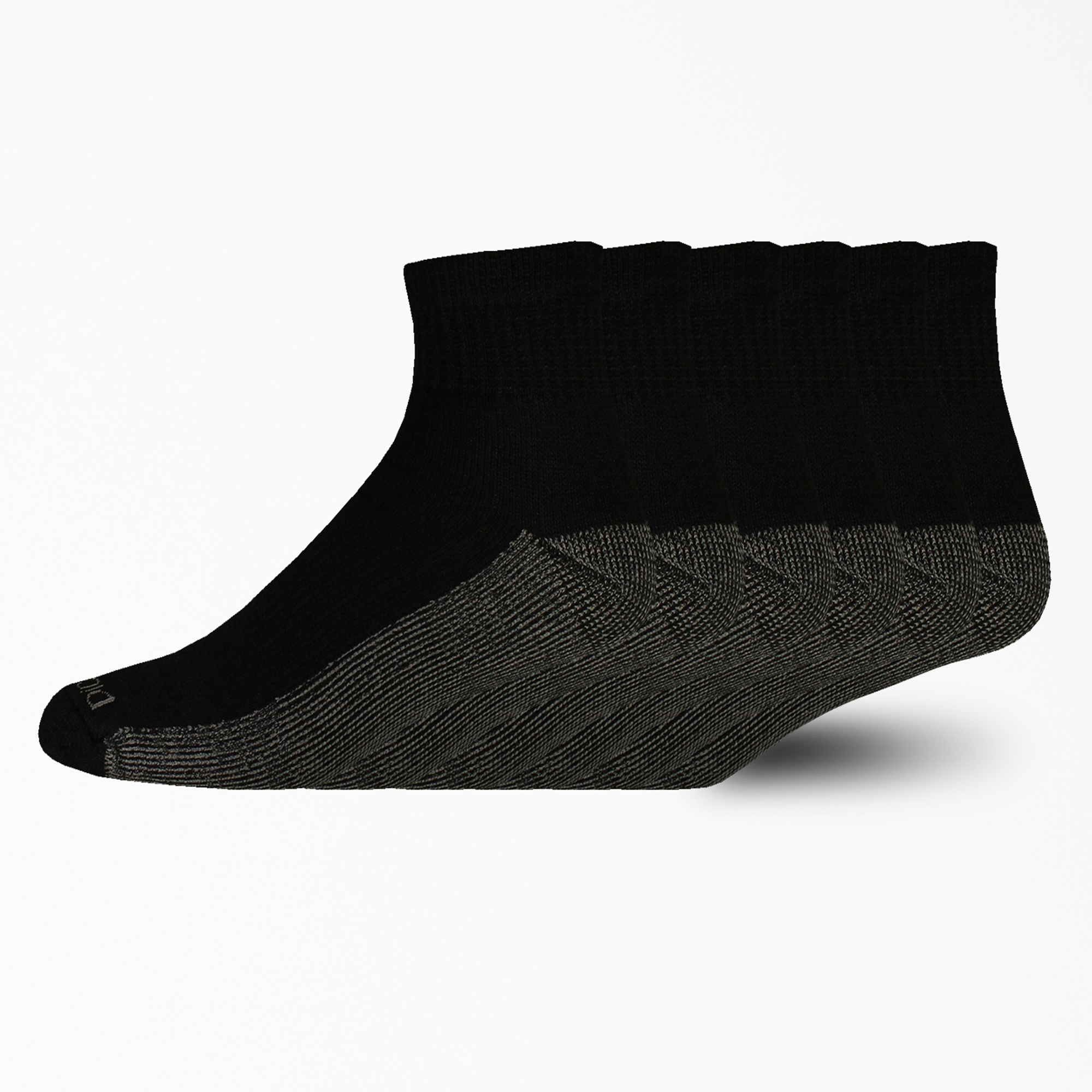 Moisture Control Quarter Socks, 6-Pack - Black (BK)