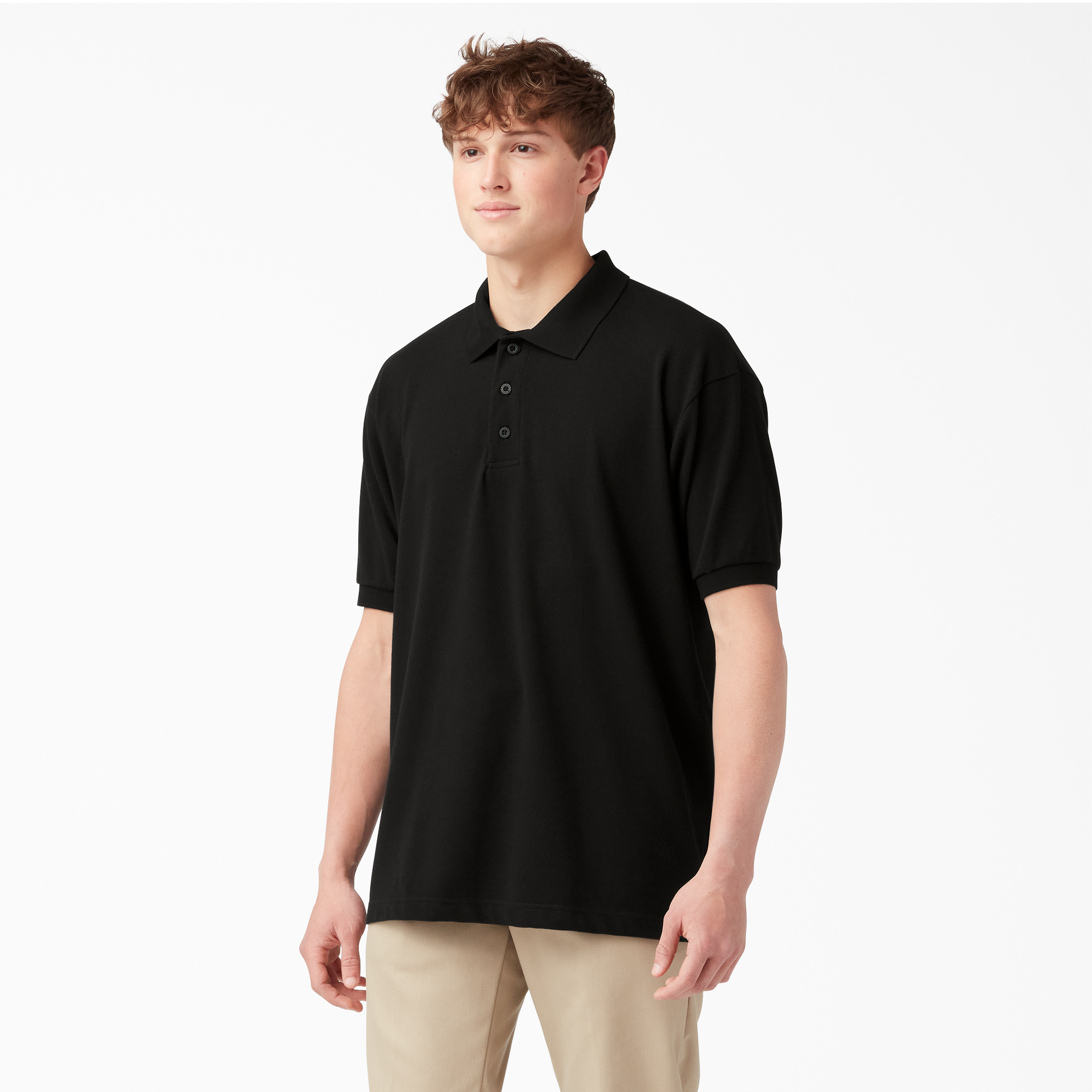 Adult Sized Short Sleeve Pique Polo Shirt - Black (BK)